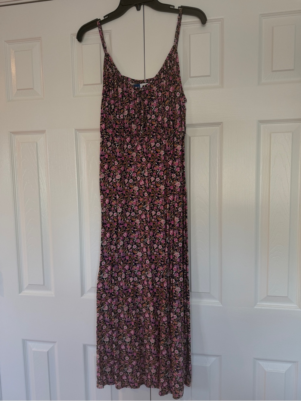 Old Navy Blue Floral Midi Dress with Pink Floral Print XL Petite Like New